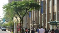 Foot traffic on West 168th Street at Columbia University Irving Medical Center